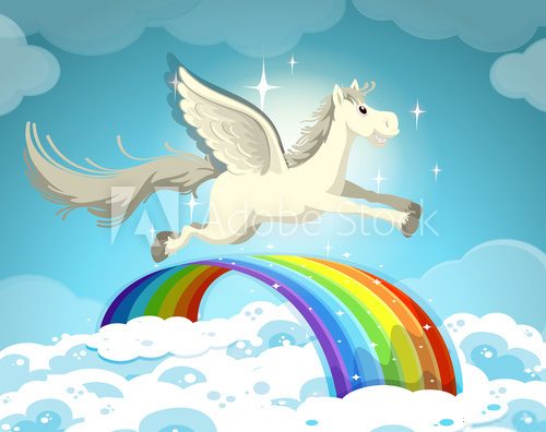Fototapeta Pegasus flying over the rainbow