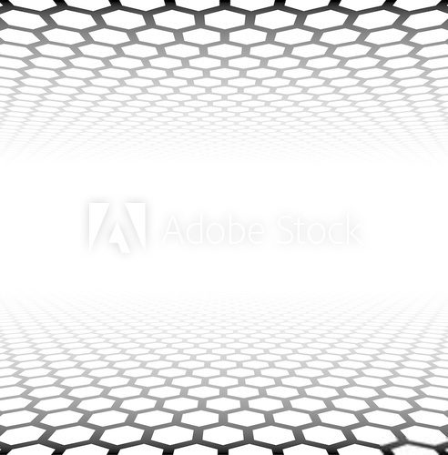 Fototapeta Perspective grid hexagonal surface.