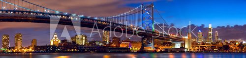Fototapeta Philadelphia skyline panorama at dusk, US