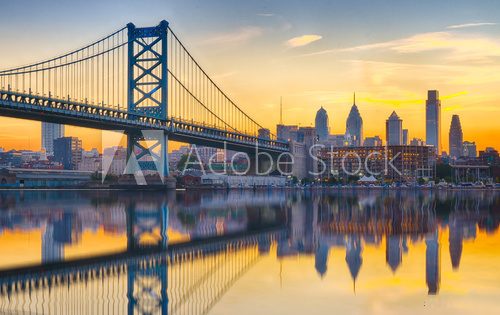 Fototapeta Philadelphia Sunset Skyline Refection