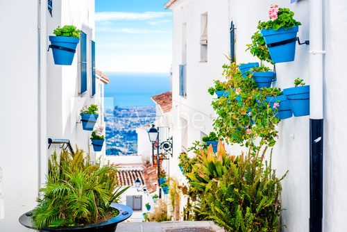 Fototapeta Picturesque street of Mijas. Andalusia. Spain