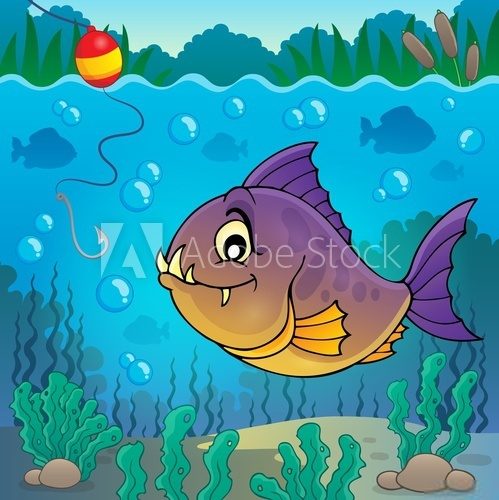 Fototapeta Piranha fish underwater theme 3
