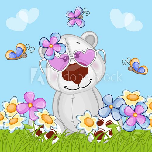 Fototapeta Polar Bear with flowers