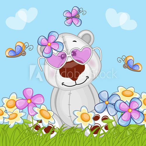 Fototapeta Polar Bear with flowers
