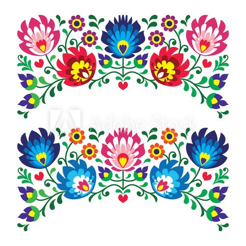 Fototapeta Polish floral folk embroidery patterns for card