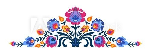 Fototapeta Polish folk papercut style flowers