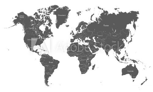 Fototapeta Political world map with country names