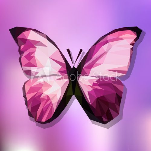 Fototapeta polygonal pink butterfly on gradient background