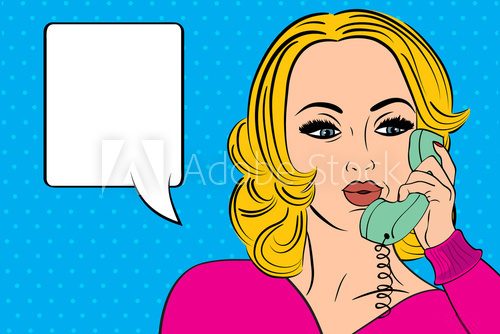 Fototapeta pop art  retro woman in comics style talking on the phone