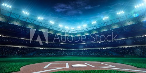 Fototapeta Professional baseball grand arena in night