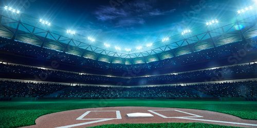 Fototapeta Professional baseball grand arena in night