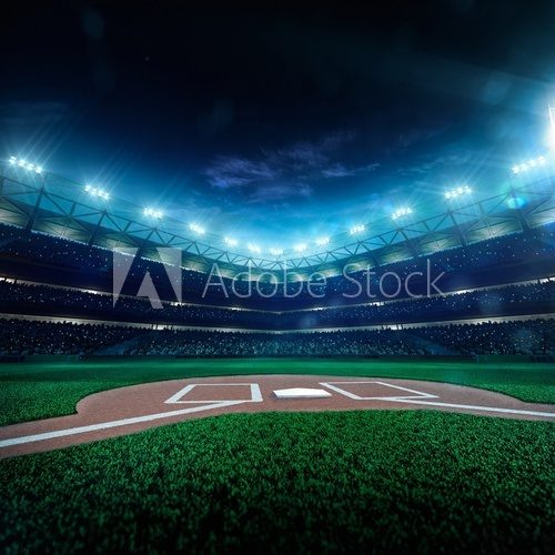 Fototapeta Professional baseball grand arena in night