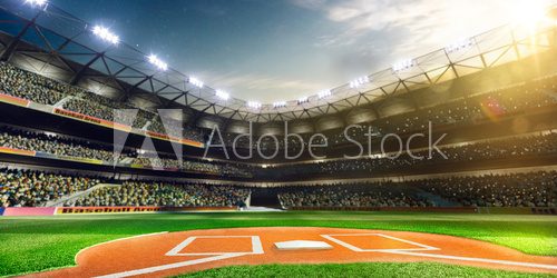 Fototapeta Professional baseball grand arena in sunlight