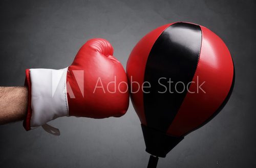 Fototapeta Punching a red punch bag