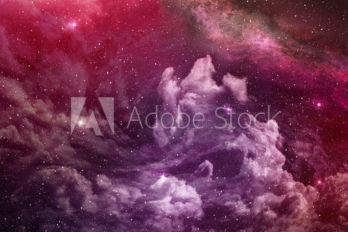 Fototapeta purple nebula and cosmic dust in deep space