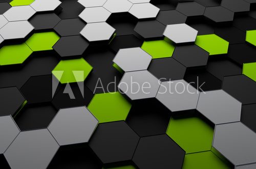 Fototapeta Rendering of Futuristic Surface with Hexagons.