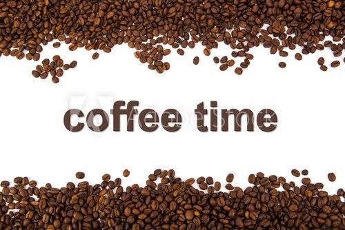 Fototapeta roasted coffee beans with title