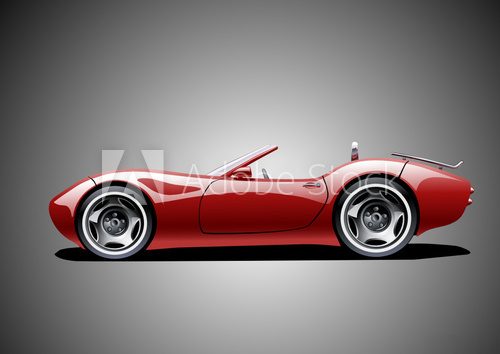 Fototapeta Rotes klassisches Cabrio (grauer Hintergrund)