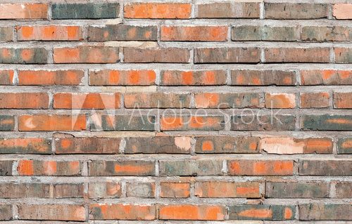 Fototapeta Seamless background texture of old red brick wall