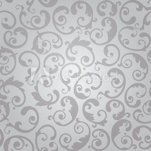 Fototapeta Seamless luxury silver swirls floral wallpaper pattern