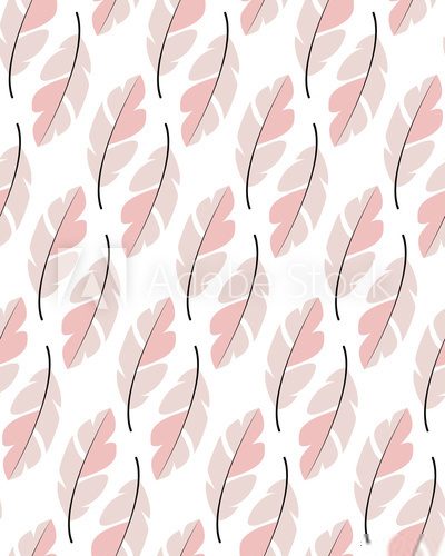 Fototapeta Seamless pattern design with bohemian hand drawn feathers