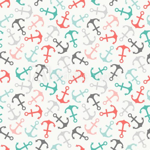 Fototapeta Seamless pattern of anchor shape and line