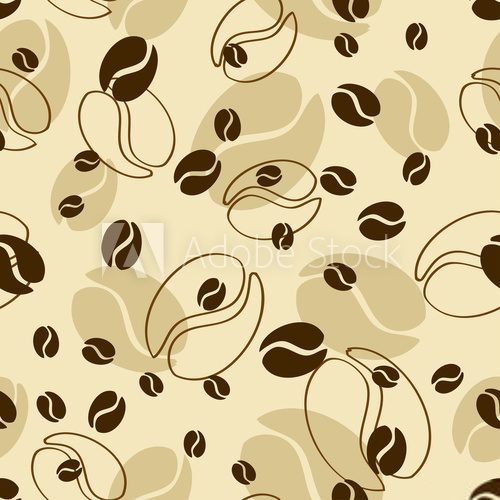 Fototapeta Seamless pattern of coffee beans