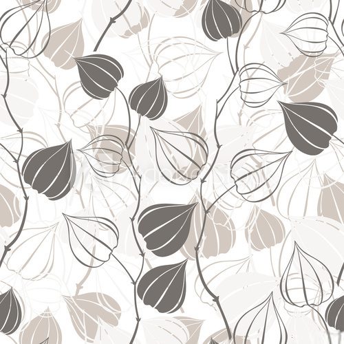 Fototapeta Seamless pattern with branches physalis.  Abstract floral background.