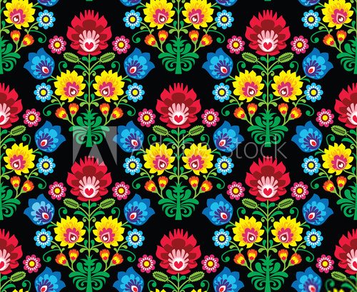 Fototapeta Seamless Polish folk art floral pattern - wzory lowickie