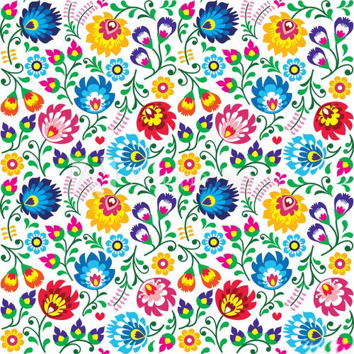 Fototapeta Seamless Polish folk art floral pattern 