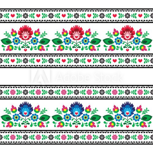 Fototapeta Seamless Polish folk pattern with flowers