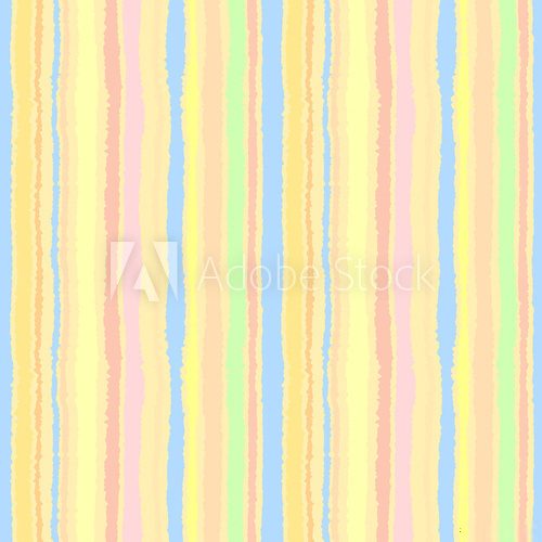 Fototapeta Seamless strip pattern. Vertical lines with torn paper effect. Shred edge background. Summer, warm, yellow, green, olive, terracotta colors. Vector illustration