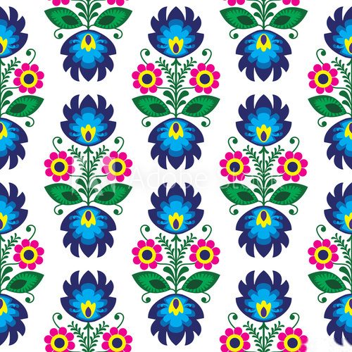 Fototapeta Seamless traditional floral polish pattern - ethnic background