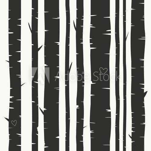 Fototapeta Seamless vector background with birch forest