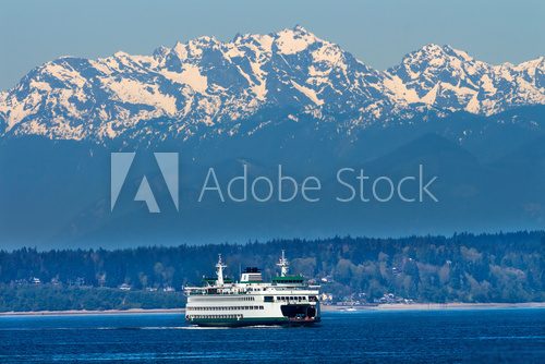 Fototapeta Seattle Bainbridge Island Ferry Puget Sound Olympic Mountains