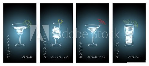 Fototapeta Set of design template for cocktail bar business cards.