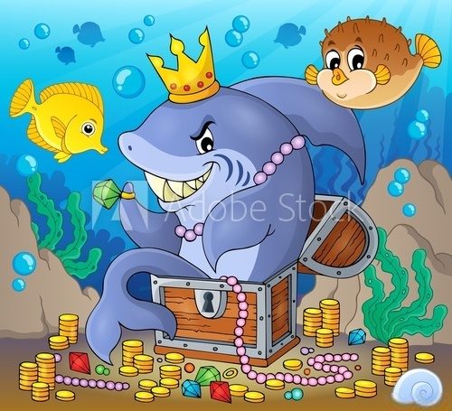 Fototapeta Shark with treasure theme image 2