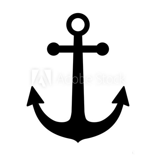 Fototapeta Ship anchor or boat anchor flat icon for apps and websites