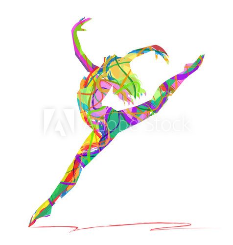 Fototapeta silhouette di ballerina composta da colori