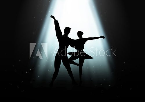 Fototapeta Silhouette Illustration of a couple ballet dancing