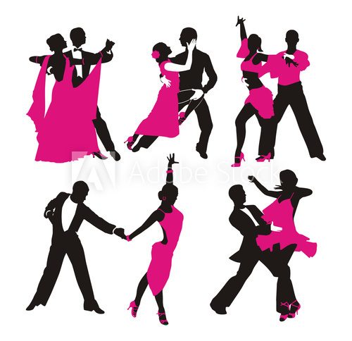 Fototapeta silhouette of couple dancing