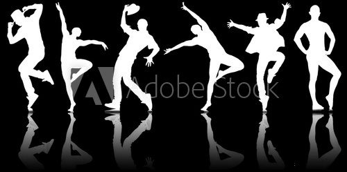 Fototapeta Silhouettes of dancers in dancing concept