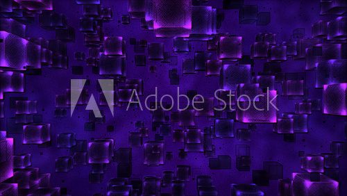 Fototapeta Sketchy Colorful Floating Cubes Illustration - Purple