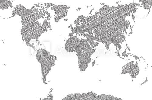 Fototapeta Sketchy Map of the World