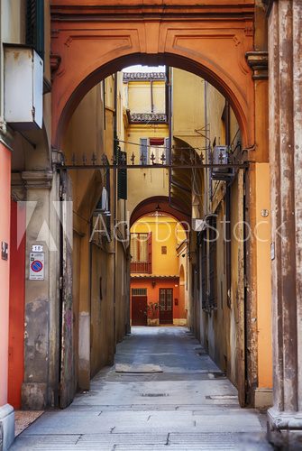 Fototapeta small typical street in Bologna, Italy
