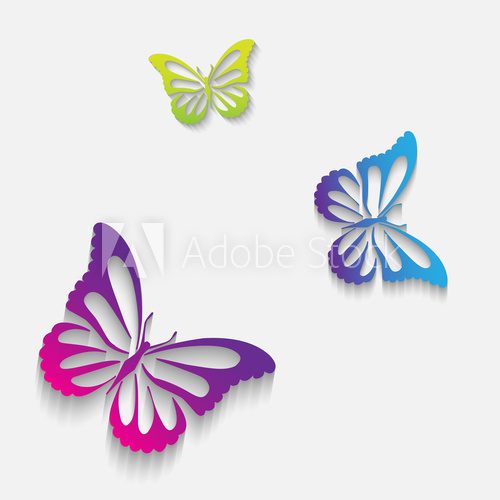 Fototapeta Soaring butterflies on a white background for your design raster