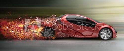 Fototapeta speeding car disintegrating