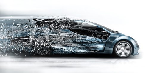 Fototapeta speeding car disintegrating