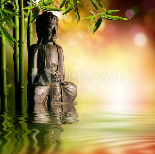 Fototapeta spiritual background of Asian culture with buddha