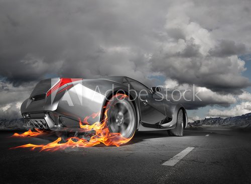 Fototapeta Sports car burnout. Original car design.